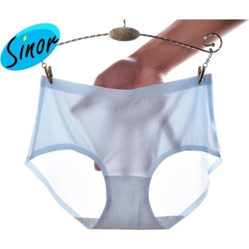 Mesh Breathable Seamless Summer Viscose Fiber Underwear Women Solid Seamless Large Quick-Drying Mid-Rise Womens Panties