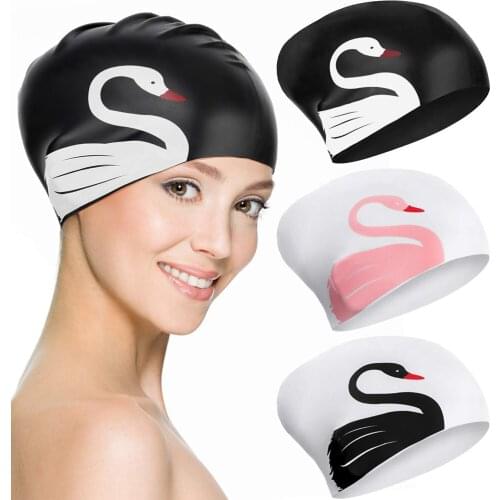 Silicone swimming cap fashion design durable swimming cap waterproof earmuffs swimming pool swimming cap men and women #W