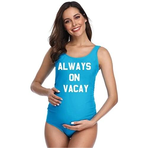 Women Tank Backless Maternity Swimsuit Letters Printed One Piece Swinwear Pregnant Swimsuit Premama Pregnancy Plus Size XL