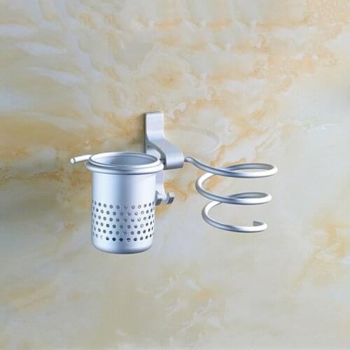 Convenient Wall Mounted Hair Dryer Organizer Spiral Stand Holder Rack Aluminum Bathroom Shelf Storage