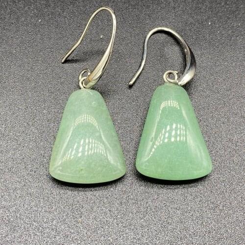 FYSL Silver Plated Geometric Shape Green Aventurine Dangle Earrings for Women Opalite Opal Jewelry