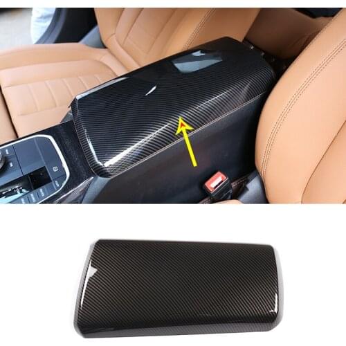 Carbon Fiber Pattern Car Central Control Armrest Box Protective Cover for BMW 3 Series 320il 325il 2020 Car Interior Accessories
