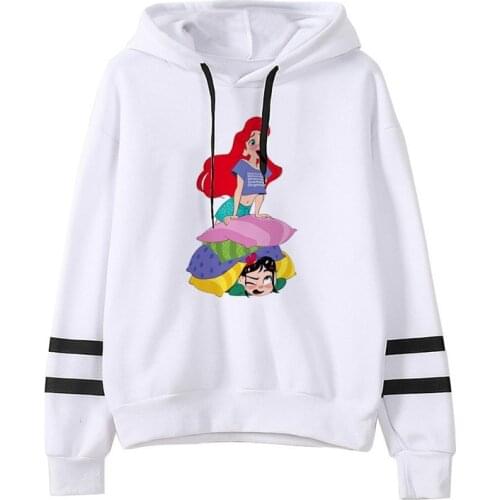 Little Mermaid Princess Ariel Cartoon Hoodies Clothes Korean Hoodie Harajuku Clothes Hoody Womens Clothing Pink White Pullovers