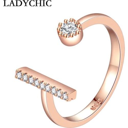 LADYCHIC Resizable Simple Elegant Open Ring Rose Gold & Silver Color Geometric Rings for Women Trendy Jewelry Gift Aneis LR1204