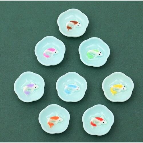 10 PCS 25x10mm Creative Small Tea Bowl Fish Resin Accessories For Jewelry Making DIY Handmade Decorations