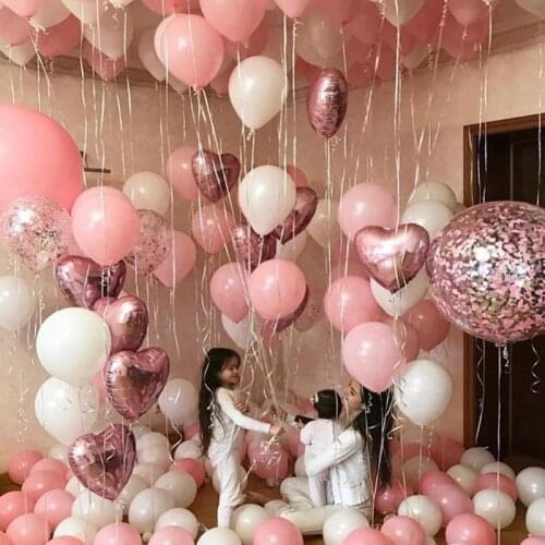 18inch Rose Gold Heart Foil Balloon Pink Rose Gold Latex Wedding Birthday Party Confetti Helium Balloons Decoration Kids Balaos