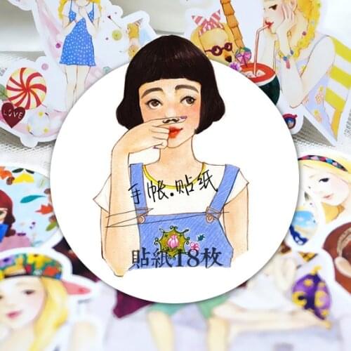 18PCS Girl and couple Stickers Crafts And Scrapbooking stickers kids toys book Decorative sticker DIY Stationery