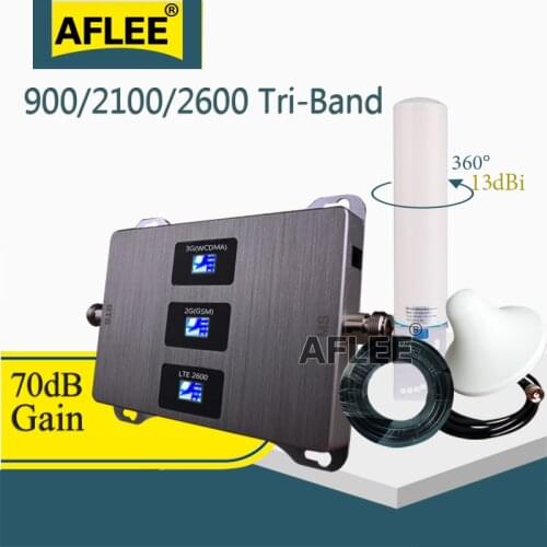 2020 Hot!! 900 2100 2600 Cellular Amplifier Cell Phone Tri-Band Repeater GSM 2G 3G 4G Mobile Signal Booster GSM DCS WCDMA Set