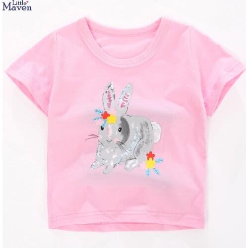 Children 2021 Summer Baby Boys Clothes Animal Bunny Applique Toddler Brand Casual Cotton Short Sleeve Pink T Shirt Boy Tee Tops
