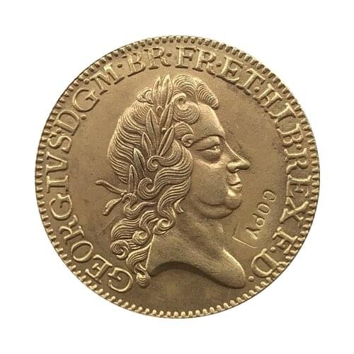 24 - K gold plated 1725 United Kingdom 1 Guinea - George I coins copy