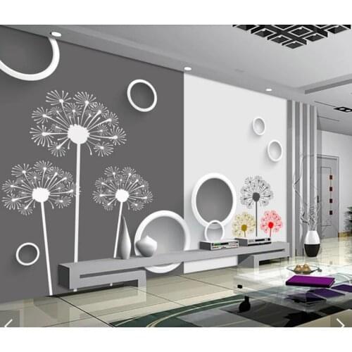 3D Mural Wallpaper for Wall Art Hand Painting Black White Dandelion Flower Wall Paper Roll Bedroom Papel De Parede Contact Paper