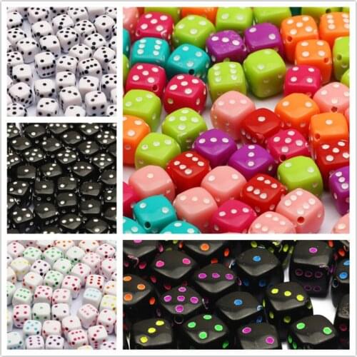 50/100Pcs 8mm Mixed Color Dice Acrylic Spacer Beads Square Cube Loose Beads For Jewelry Making Diy Bracelet Findings Accessories