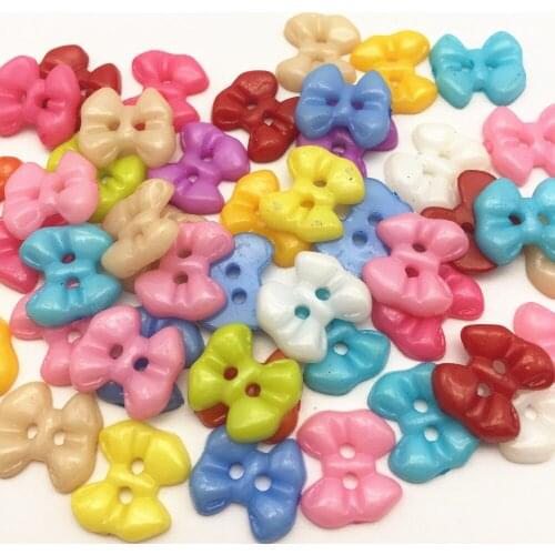 500pcs 13x14mm Plastic Bows Buttons 2 Hole Shirt Sewing Button Garment Accessories For Scrapbooking