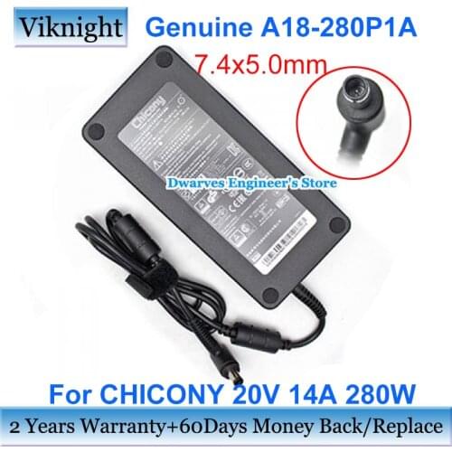 Original Chicony A18-280P1A AC Adapter 20V 14A 280W A280A003P Laptop Charger Power Supply 7.4x5.0mm