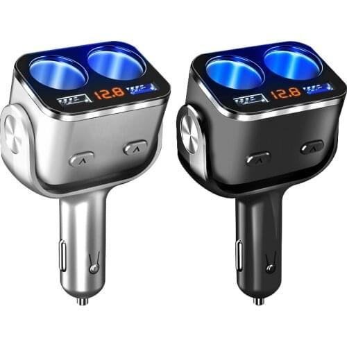 QC3.0+ 2.4A Dual USB Ports Car Cigarette Lighter Splitter Socket Adapter LED Voltage Monitor Auto Car Charger USB Plug Converter