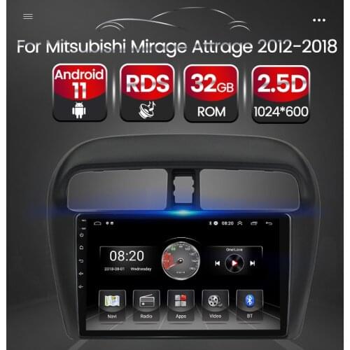 Android 11 Car GPS Radio Player For Mitsubishi Mirage Attrage 2012-2018 Steering Wheel Control Carplay Mirror Link