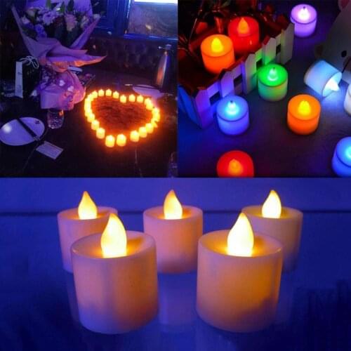Flameless Led Electronic Candles Battery Operated Warm White Flameless Pillar Candle Colorful For Romantic Home Decorations 1pc
