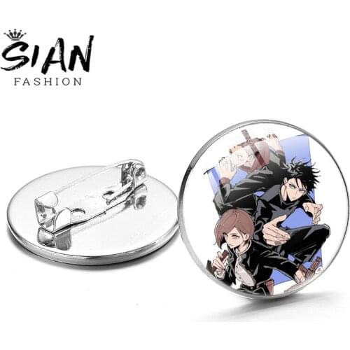 SIAN Brooch Anime Jujutsu Kaisen Series Glass Cabochon Pins Manga Accessory Metal Lapel Pins Jewelry Men and Women Trinket Gift