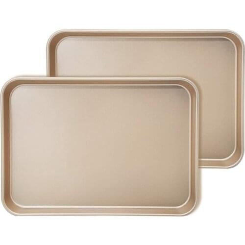 Carbon Steel Baking Trays Set,Non-Stick Cake/Cookie Sheets Bakeware Set Of 2,For Cooking Roasting,32.5X23.5X3cm