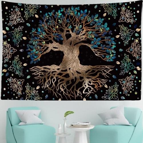 Tree of life Mushroom Forest Tapestry Wall Hanging Fairy Tale Castle Skeleton Bohemian Psychedelic Home Dormitory Dream Decor