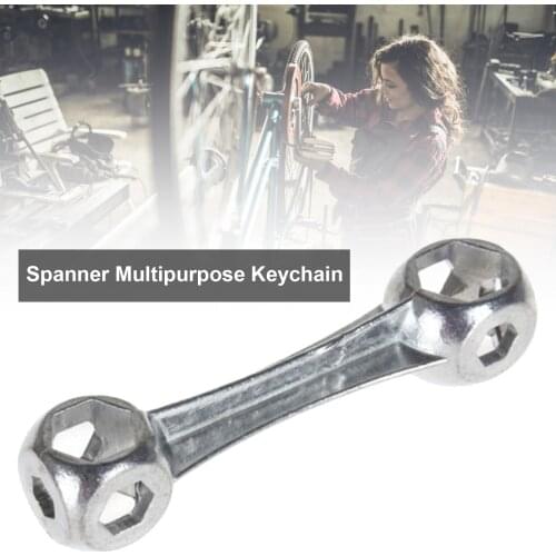 Spanner Multipurpose Keychain Bicycle Bike Cycle Wrench Scooter Garage Gadget Multi Repair Tool Mini Pocket Hexagon