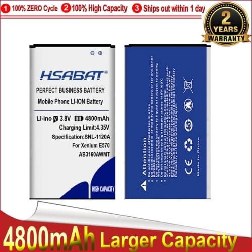 HSABAT 0 Cycle 4800mAh AB3160AWMT Battery for Philips Xenium E570 CTE570 High Quality Mobile Phone Replacement Accumulator