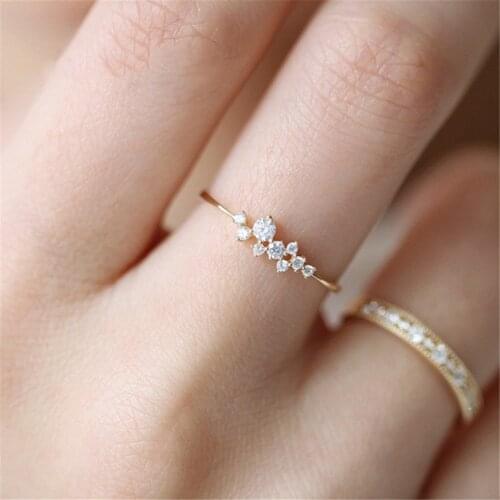 Woman simplicity Tiny Zircon exquisite small fresh style ladies engagement ring jewelry