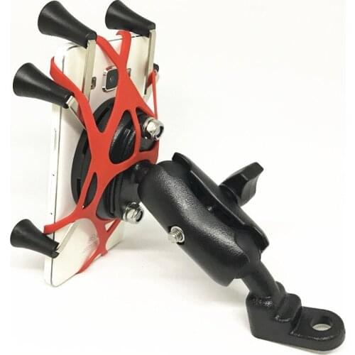 Motorcycle Rearview Mirror Kit 65mm Double Socket Arm Phone Mount Holder Rearview Base With Silicone Fixer For Gopro GPS