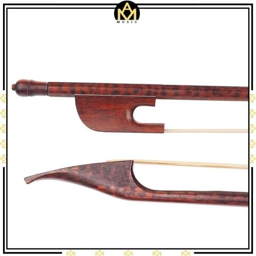 4/4 Snakewood Bow Violin Bow Baroque Style Exquisite Round Stick White Mongolia Horsehair Bow Handmade Bow