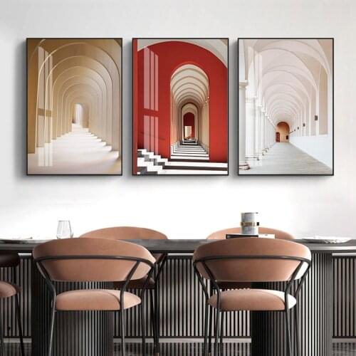 Morocco Circular Arches Hallways Church Entrances Canvas Painting Wall Art Print Posters Pictures for Living Room Home Decor