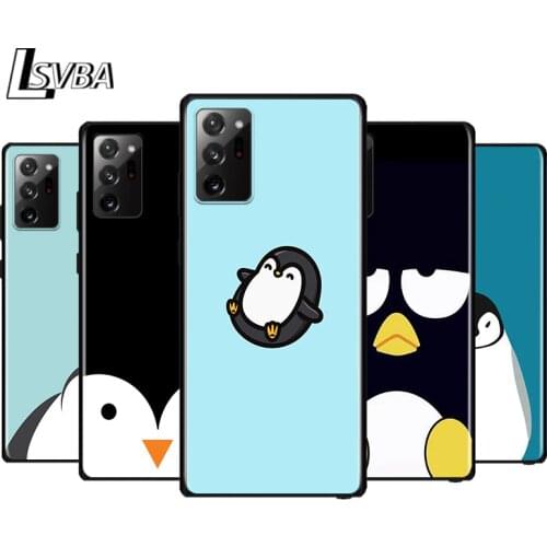 Cute Lovely Penguin for Samsung Galaxy Note 20 Ultra 10 9 8 Pro S10E S10 5G S9 S8 S7 Plus Black Silicone Phone Case