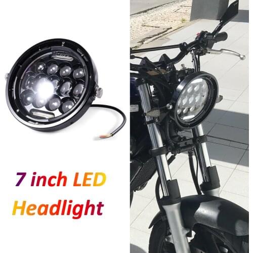 Motorcycle 7 Inch LED Headlight Retro Motorbike Headlamp for Honda Hornet 900 Cafe Racer 883 Sportster Street Glide Road King
