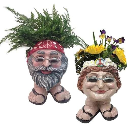 MugglyS The Face Statue Planter Funny Muggle Face Sculpture Funny Expression Outdoor Decor Flower Pot Garden Decoration