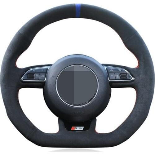 Soft Black Suede Car Steering Wheel Covers For Audi S1 8X S3 8V Sportback S4 B8 Avant S5 8T S6 C7 S7 G8 RS Q3 8U SQ5 8R