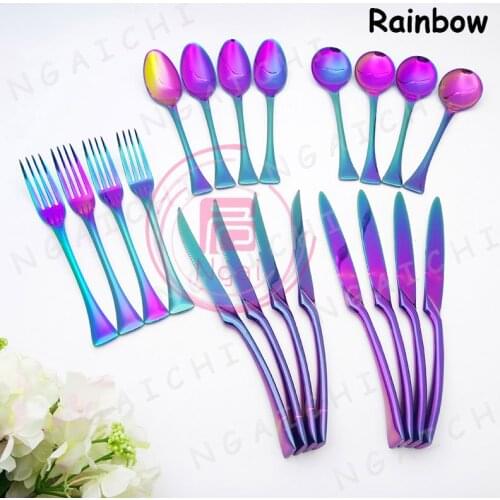 Colorful Soup Dessert Scoop Steak Cutlery Set Stainless Steel Main Fork Creative Dinner Main Knife Tools Christmas Gift 1set