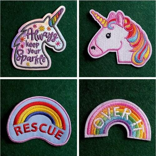 Unicorn Patch LGBT Rainbow Iron On Patches For Clothing Stickers On Clothes Gay Thermo-Stickers Badges DIY On Dress 2pcs