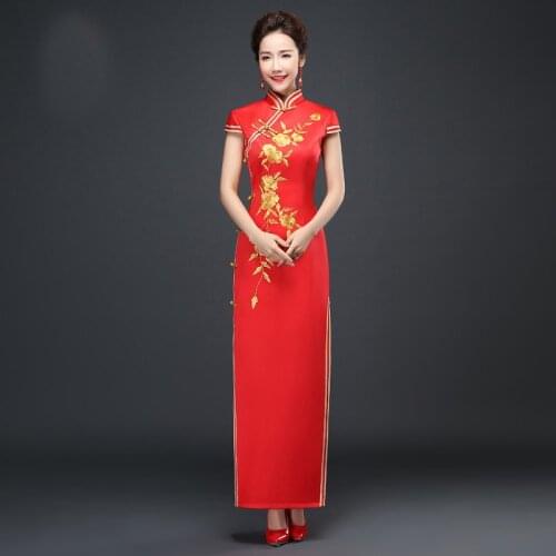 Slim Long Cheongsam Dress Chinese Traditional Dress Female Cheongsam Chinese Oriental Dresses for Evening Dress 18