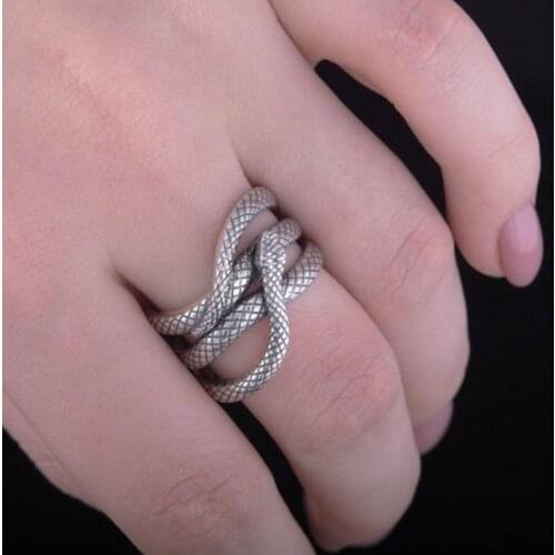 Solid Snake Ring 925 Sterling Silver Jewelry Punk Style Unisex Serpent Rings anillos mujer nose rings
