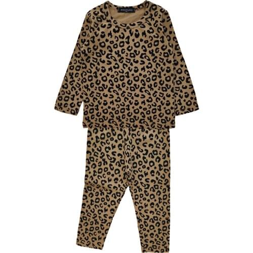 Autumn Baby Kids Leopard Zebra Striped Pajamas Sets Cotton Long Sleeved Tshirt+Pants Trousers Girls Clothing Sleepwear Pyjamas