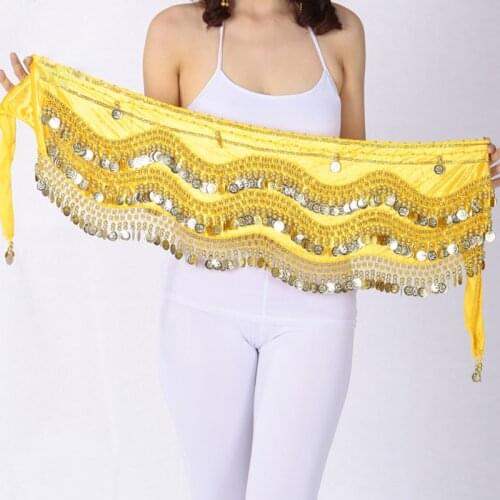 1pcs Belly Dance Hip Skirt Scarf Wrap Belt With Golden Silver Coins 248 Dancing Costume Hip Novelty Clothes Dancing Accessories