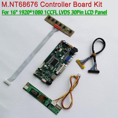 Fit LTN160HT01-A01/A02 VGA DVI keyboard LVDS cable 30Pins 16" 1CCFL 1920*1080 M.NT68676 LCD screen controller board DIY kit