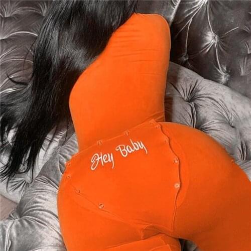 Sexy V Neck Rompers Women Long Sleeve Slim Bodycon Outerwear Casual Printed Letter Embroidery Streetwear For Female