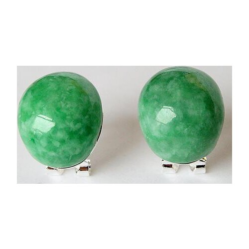 Simple style 925 Silver Natural Green jade Stud Earrings