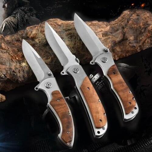 Folding Knife Tactical Combat Pocket + Wood Handle 440C Blade Utility EDC Tools Rescue Knives Hunting Camping Knife Multi Tools