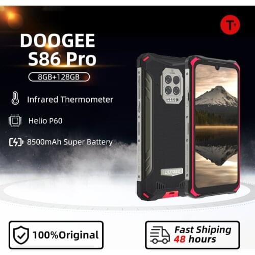 DOOGEE S86 Pro Rugged Smart Phone 8GB+128GB Infrared Thermometer Mobile Phone S86 Smartphone HelioP60 Octa Core 8500mAh