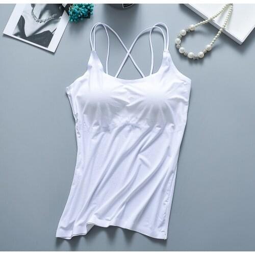 Women 2021 Spring Autumn Fashion Solid Color Sling Tops Female Sexy Sports Underwear Tops Ladies Slim Bottoming Vest Tops J13