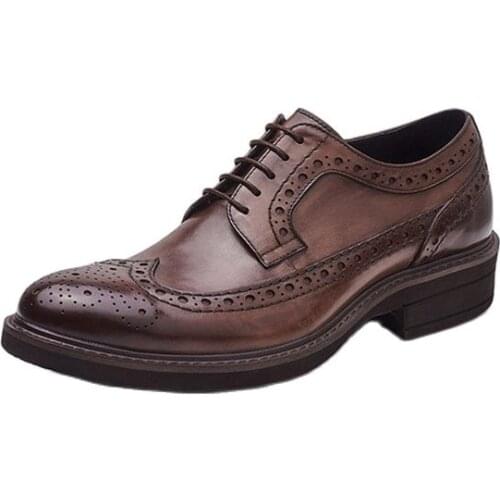 Cow Leather Brogue Shoes Fashion Classic British Old Fashion Shoes Vintage Man Shoes