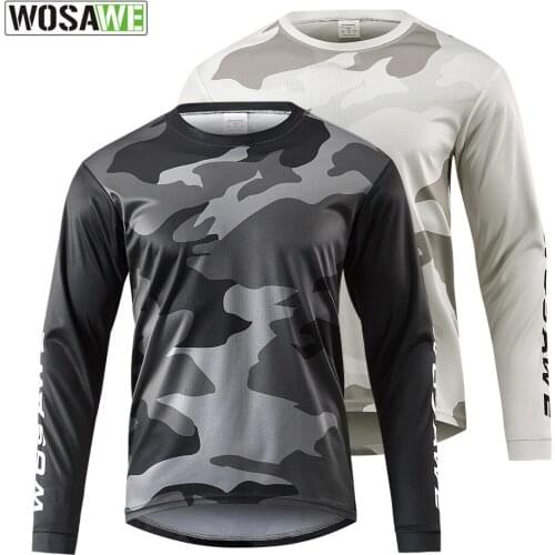 WOSAWE Mens MTB Jersey Long Sleeve T Shirt Breathable Mountain Bike Bicycle Jersey Motorcycle Sweatshirt Cycling MTB Clothing