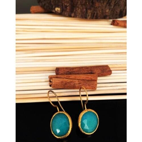 Dr Stone Natural Stone handmade ceyt Stone gold plated women Earrings K 439799429