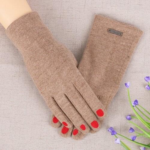 Nail Polish Embroidery Female Wool Touch Screen Cycling Mittens Winter Women Warm Cashmere Velvet Thick Driving Gloves I46